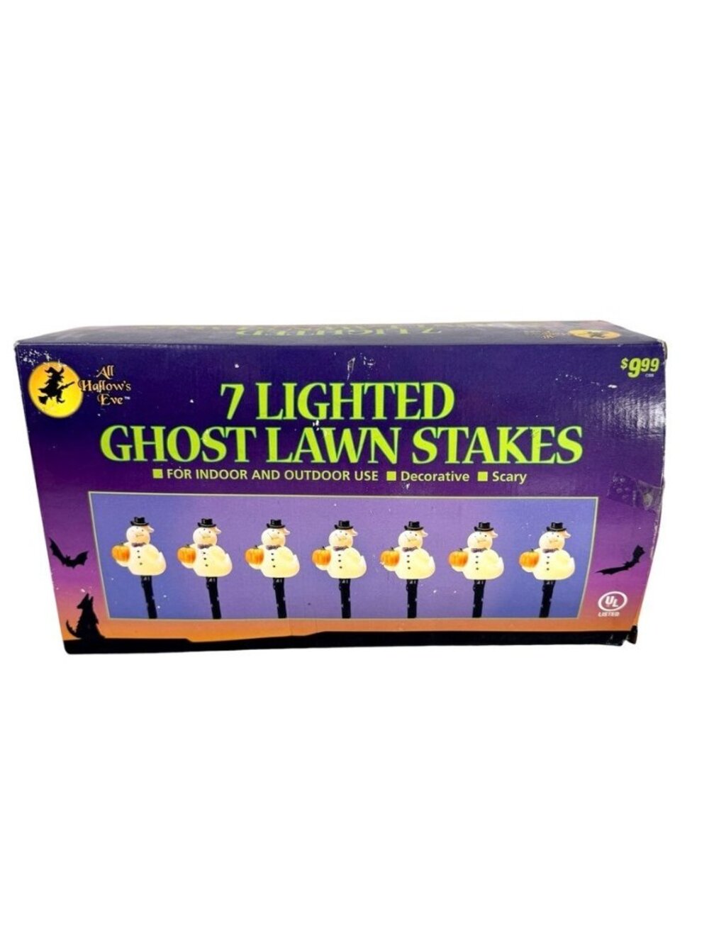 All Hallows Eve Lighted Ghosts Blow Mold Lawn Stake Set Of 7 Indoor/Outdoor